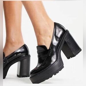 Madden Girl Glossy Black Platform Loafers